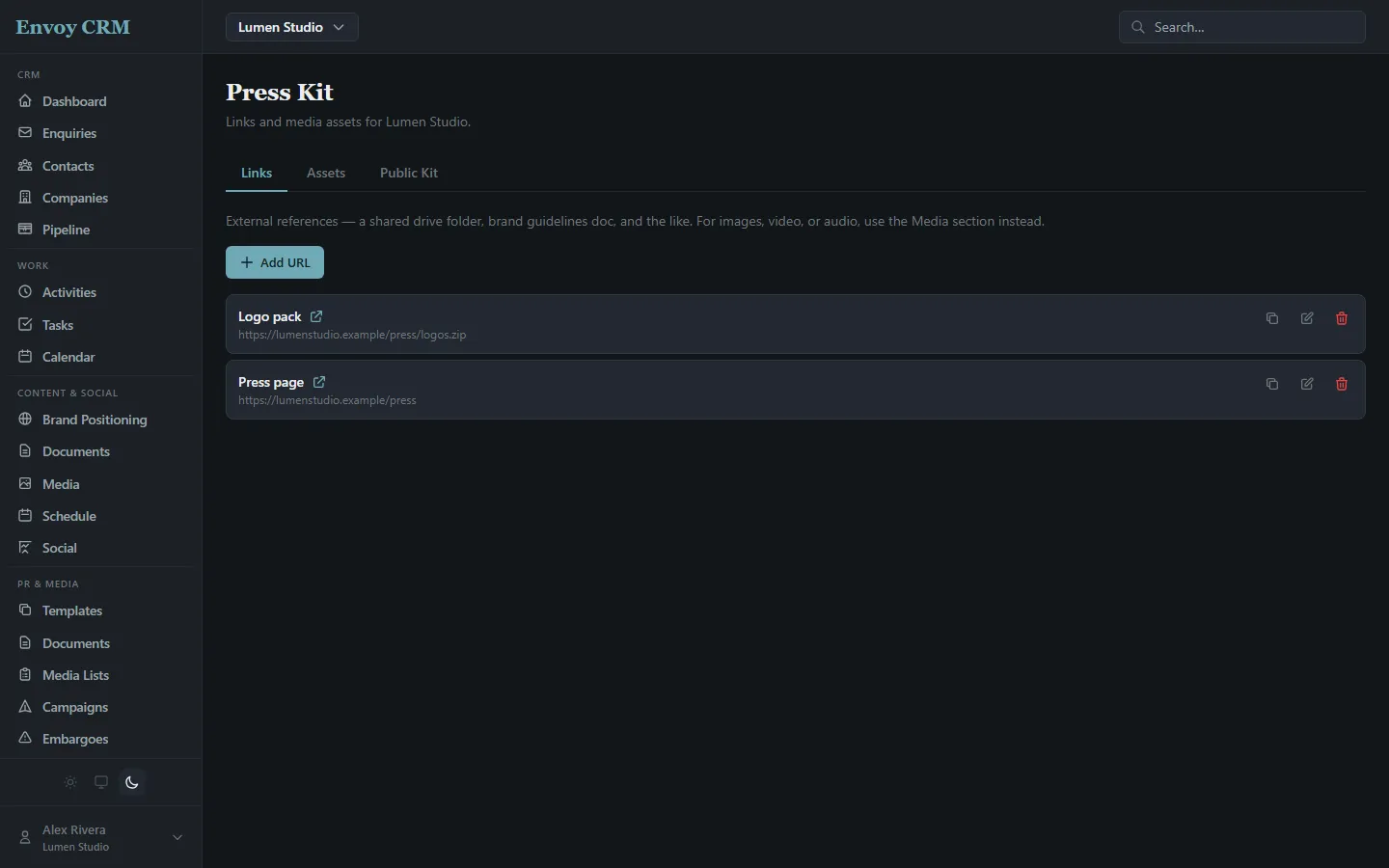 A hosted press kit page with links and assets for journalists